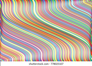 Abstract colorful background with wavy thin linesStripy backdrop for print on wrapping. Vector illustration Colorful rainbow.