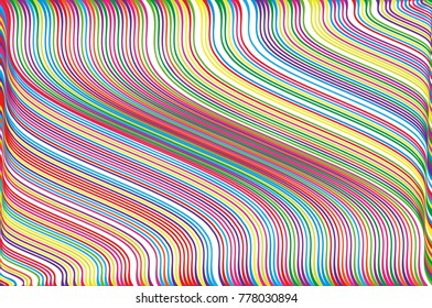 Abstract colorful background with wavy thin linesStripy backdrop for print on wrapping. Vector illustration Colorful rainbow.