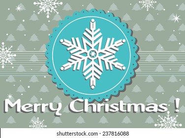 Abstract colorful background with a white snowflake on a decorated greeting. Christmas postcard concept