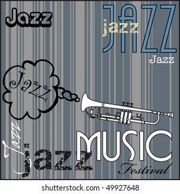 Abstract colorful background with white trumpet. Jazz music festival concept