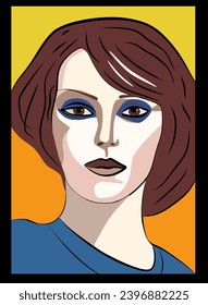Abstract  colorful background ,Woman's head in the foreground