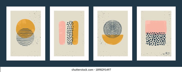 Abstract colorful Backgrounds or Patterns. Hand drawn doodle shapes. Spots, drops, curves, Lines. Contemporary modern trendy Vector illustration. Posters, cards templates