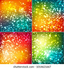 Abstract colorful backgrounds set with multiple light sparkles - eps10 vector