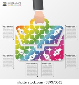 Abstract colorful bag. Modern design template. Infographics elements. Vector illustration