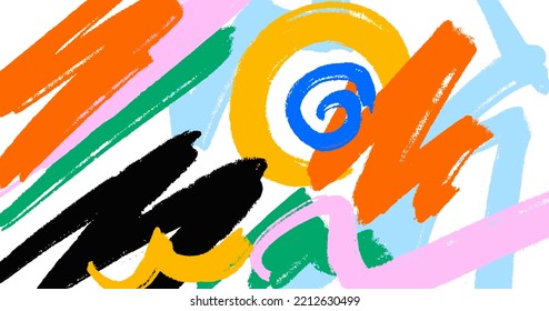 Abstract colorful banner background template. Hand drawn wallpaper.	