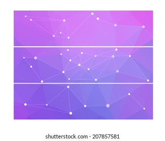 Abstract colorful banners collection - eps10, vector illustration. Molecule geometric structure