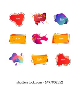 Abstract colorful banners set. Modern dynamic geometric shapes with sample text. Trendy minimal templates for presentations, banners, posters and flyers. Vector illustration