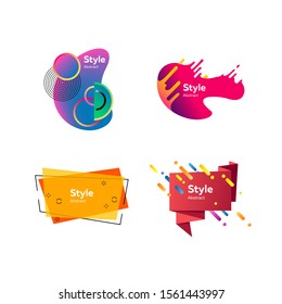 Abstract colorful banners set. Modern dynamic geometric shapes with sample text. Trendy minimal templates for presentations, banners, posters and flyers. Vector illustration