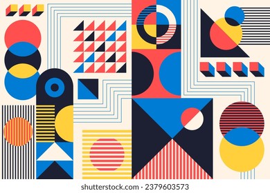 Abstract colorful bauhaus background vector design in eps 10