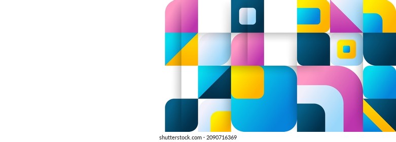 Abstract colorful bauhaus geometric abstract background banner design template