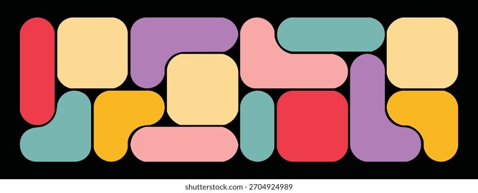 Abstract colorful Bento Grid Pattern icon vector. Creative Bento Collage. Organic Circular Geometric Shapes symbol. vector illustration.