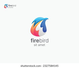 Abstract colorful bird with fire logo