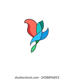 Abstract colorful bird logo design. simple and modern design.