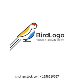 Abstract colorful bird logo monoline vector template design