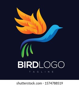 Abstract Colorful Bird Logo Template