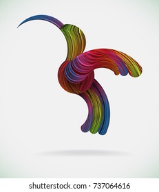 Abstract colorful bird.Vector sign in vibrant colors.