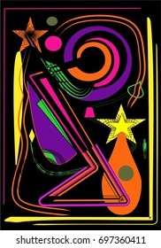 abstract colorful black background with dynamic shapes