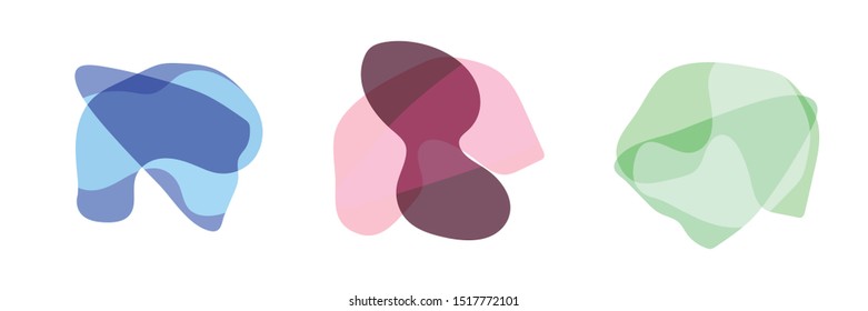 Abstract colorful blob shape set, blob flat geometric simple, liquid stain brush flat blob for label ad copy space, fluid spot template for graphic, Vector illustration for banner, poster, logo.