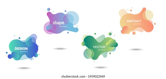 Abstract colorful blobs set.Set of isolated abstract aqua spot with gradient or dynamic color.Abstract liquid shape. Fluid design. Isolated gradient waves with geometric lines,Vector illustration.