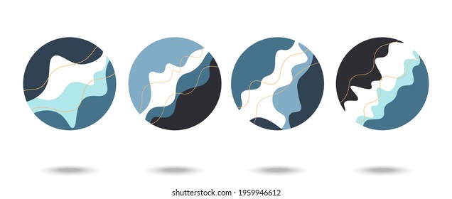 Abstract colorful blobs set.Set of isolated abstract aqua spot with gradient or dynamic color.Abstract liquid shape.Fluid design.Isolated gradient waves with geometric ,Abstract background paper blue
