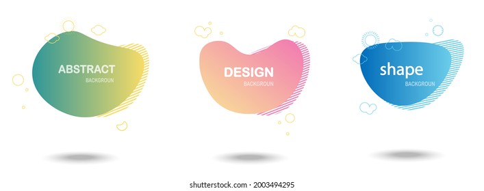 Abstract colorful blobs set.Set of isolated abstract aqua spot with gradient or dynamic color.Abstract liquid shape.Fluid design. Isolated gradient waves with geometric lines,Vector illustration.eps10