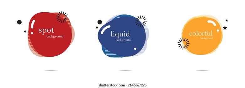 Abstract colorful blobs set.Set of isolated abstract aqua spot with gradient or dynamic color.Abstract liquid shape. Fluid design. Isolated gradient waves with geometric lines,Vector illustration.