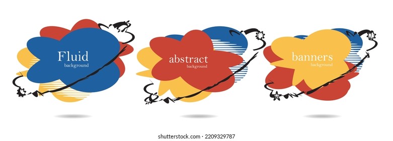 Abstract colorful blobs set.Set of isolated abstract aqua spot with gradient or dynamic color.Abstract liquid shape. Fluid design. Isolated gradient waves with geometric lines,Vector illustration.