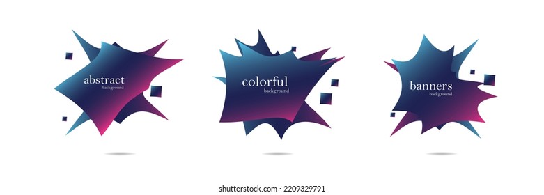 Resumen de los blobs coloridos.Conjunto de manchas acuáticas abstractas aisladas con un color gradiente o dinámico.Forma líquida abstracta. Diseño fluido. Olas de gradiente aisladas con líneas geométricas,Ilustración vectorial.