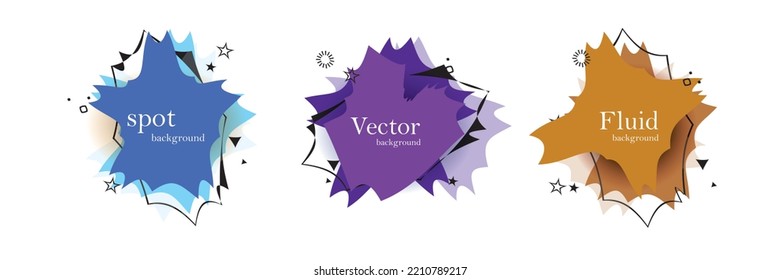 Abstract colorful blobs set.Set of isolated abstract aqua spot with gradient or dynamic color.Abstract liquid shape. Fluid design. Isolated gradient waves with geometric lines,Vector illustration.