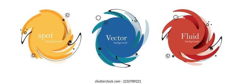 Abstract colorful blobs set.Set of isolated abstract aqua spot with gradient or dynamic color.Abstract liquid shape. Fluid design. Isolated gradient waves with geometric lines,Vector illustration.