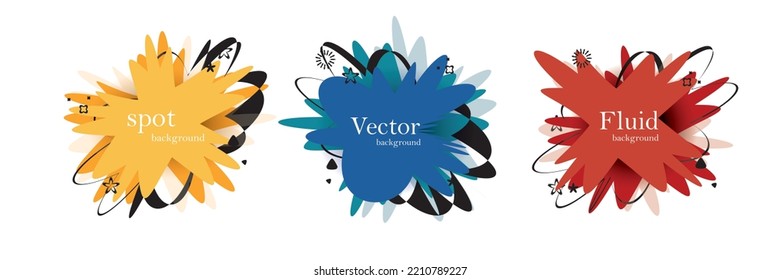 Abstract colorful blobs set.Set of isolated abstract aqua spot with gradient or dynamic color.Abstract liquid shape. Fluid design. Isolated gradient waves with geometric lines,Vector illustration.