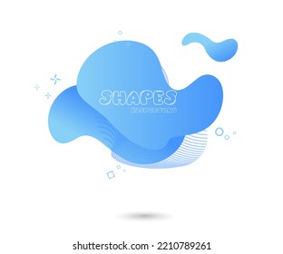Resumen de los blobs coloridos.Conjunto de manchas acuáticas abstractas aisladas con un color gradiente o dinámico.Forma líquida abstracta. Diseño fluido. Olas de gradiente aisladas con líneas geométricas,Ilustración vectorial.