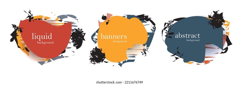 Abstract colorful blobs set.Set of isolated abstract aqua spot with gradient or dynamic color.Abstract liquid shape. Fluid design. Isolated gradient waves with geometric lines,Vector illustration.