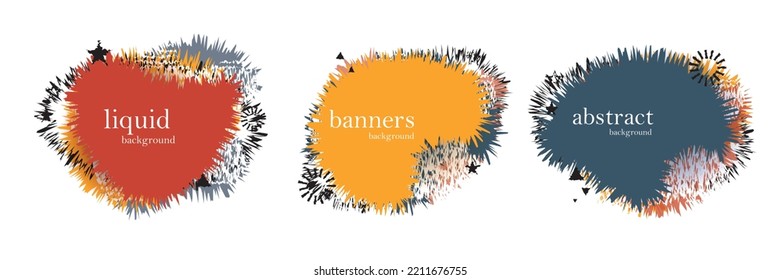 Abstract colorful blobs set.Set of isolated abstract aqua spot with gradient or dynamic color.Abstract liquid shape. Fluid design. Isolated gradient waves with geometric lines,Vector illustration.