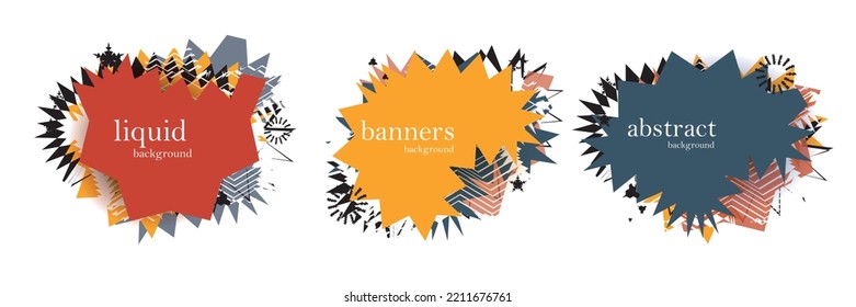 Abstract colorful blobs set.Set of isolated abstract aqua spot with gradient or dynamic color.Abstract liquid shape. Fluid design. Isolated gradient waves with geometric lines,Vector illustration.