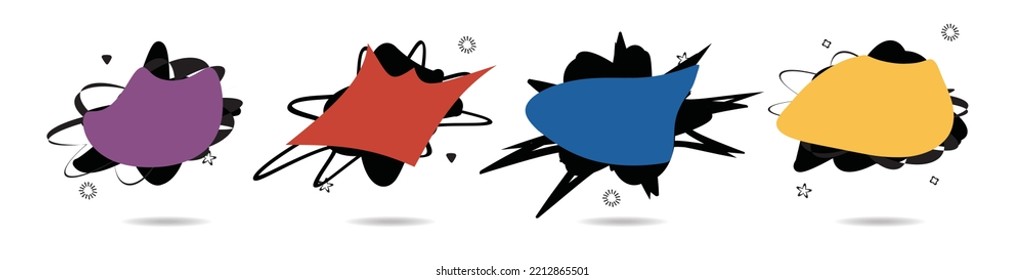 Abstract colorful blobs set.Set of isolated abstract aqua spot with gradient or dynamic color.Abstract liquid shape. Fluid design. Isolated gradient waves with geometric lines,Vector illustration.