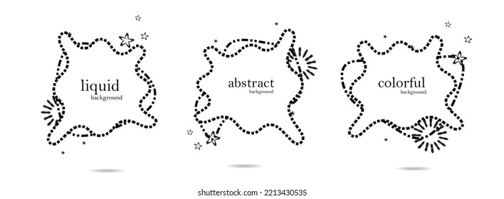Abstract colorful blobs set.Set of isolated abstract aqua spot with gradient or dynamic color.Abstract shape.Organic black blobs irregular shape.Abstract fluid shapes vector set,simple water forms