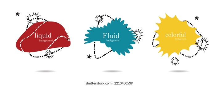 Abstract colorful blobs set.Set of isolated abstract aqua spot with gradient or dynamic color.Abstract liquid shape. Fluid design. Isolated gradient waves with geometric lines,Vector illustration.