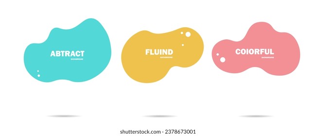 Abstract colorful blobs set.Set of isolated abstract aqua spot with gradient or dynamic color.Abstract liquid shape. Fluid design. Isolated gradient waves with geometric lines,Vector illustration.