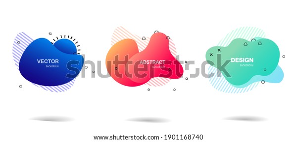 Abstract colorful blobs set.Set of isolated\
abstract aqua spot with gradient or dynamic color.Abstract liquid\
shape. Fluid design. Isolated gradient waves with geometric\
lines,Vector\
illustration.