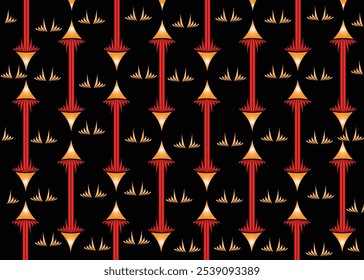 Abstract colorful blooming floral seamless pattern design with black background. Vector illustration