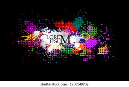 Abstract colorful blot with text. Vector