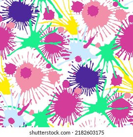 Abstract colorful blotchy pattern, vector illustration, large and small sizes piled on top of each other irregularly, suitable for fabric printing designs.