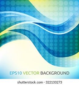 Abstract colorful blue background with waves and circles. EPS 10 vector illustration, transparency and gradients used