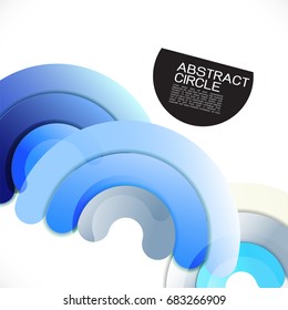Abstract colorful blue circle or ring on white. Geometric futuristic background with white space on beside for text. Modern background for business or technology presentation. vector illustration