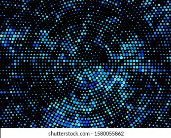 Abstract colorful blue circle shapes. Trendy graphic design template. Logo concept. Cloud of particles.Vector illustration.