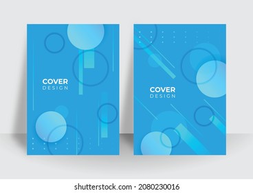 Abstract colorful blue geometric cover design background for business minimal trendy style. Modern booklet brochure colourful abstract cover template set with abstract background