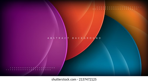 abstract colorful blue, orange, purple and yellow circle overlap papercut background. eps10 vector