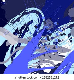 Abstract colorful blue paint brush and strokes, scribble pattern background. Creative colorful blue sky nice brush strokes and hand drawn backdrop. modern beautiful grunge and stripes background