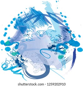 abstract colorful blue paint and rough  texture background. creative blue nice brush strokes for your design. nice blue kids sketch drawing. vector illustration